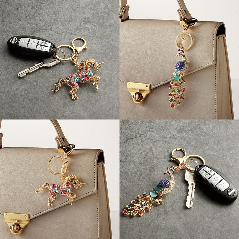 開運キーホルダー 根付 根付け 縁起物 厄除け 幸運 祈願 健康 金運 風水 アクセサリー ストラップ チャーム お守り 御守り 一角馬 孔雀 吉祥の煌めき守り - 画像 (4)