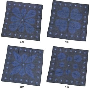 本藍染絞りスカーフ　60cm　(メーカー名：本藍染矢野工場）