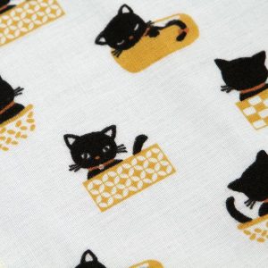 濱文様 和たおるセミウォッシュ お昼寝黒ねこ メール便 ハンドタオル タオルハンカチ セミウオッシュ 猫 ネコ