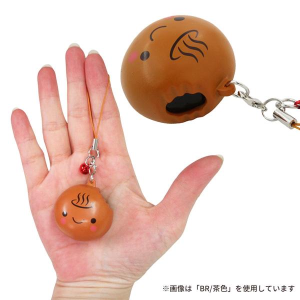 【ネコポス便発送可】070962 STむにゅっと温泉まんじゅう 茶 ピンク 緑 ストラップ キーホルダー マスコット 雑貨小物 森本物産 - 画像 (3)