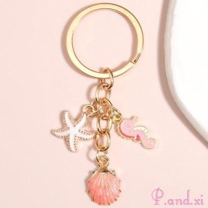 キーホルダー ヒトデ シェル レディース プレゼント かわいい 女性 女の子 ガールズ 母の日 バッグチャーム キーリング オシャレ