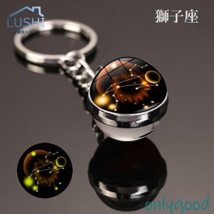 キーホルダー キーリング バッグチャーム 12星座 暗闇で光る レディース 蓄光式 球体 丸型 可愛い おしゃれ 十二星座モチーフ 女性 飾り 雑貨
