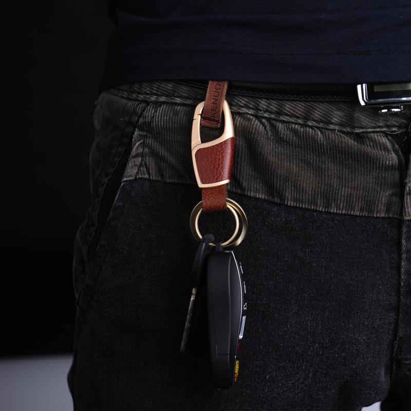 キーホルダー キーリング メッキ 紛失防止 シンプル オシャレ 男性 ベルト取り付け 車 家 鍵 ダブルリング Wリング式 キーチェーン 金属 スマートキー カギ - 画像 (3)