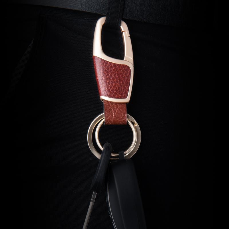 キーホルダー キーリング メッキ 紛失防止 シンプル オシャレ 男性 ベルト取り付け 車 家 鍵 ダブルリング Wリング式 キーチェーン 金属 スマートキー カギ - 画像 (4)