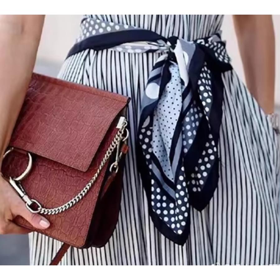 ブランド レディース ギフト 正方形 スカーフ バンダナ シルク風 ネッカチーフ 024-322 - 画像 (2)