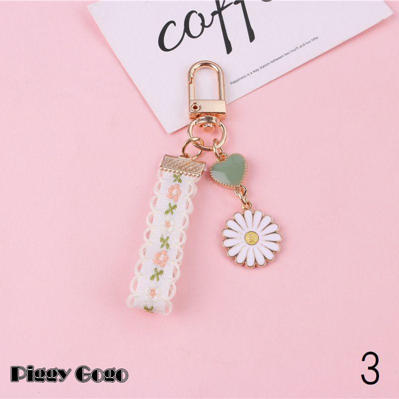 キーホルダー ストラップ レディース フラワー 花 リボン ハート チロリアンテープ かわいい おしゃれ バッグチャーム 根付け - 画像 (4)