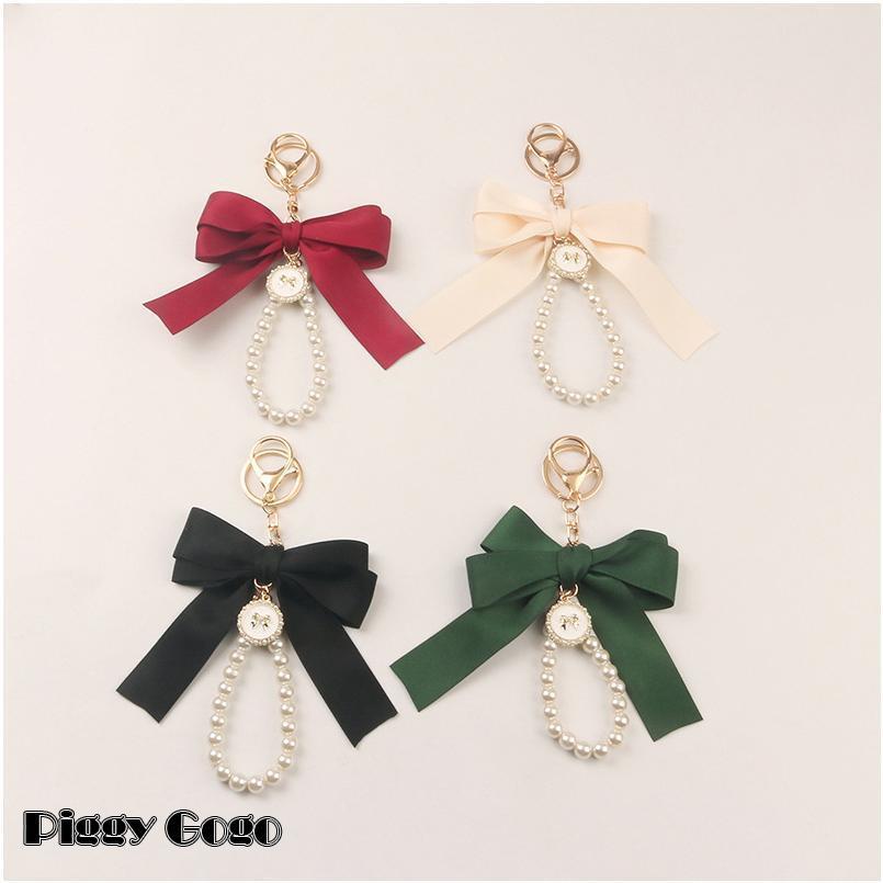 キーホルダー キーチャーム バッグチャーム キーリング レディース リボン フェイクパール ハンドストラップ ナスカン おしゃれ かわいい フェミニン - 画像 (3)