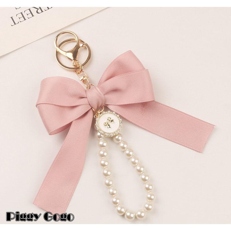 キーホルダー キーチャーム バッグチャーム キーリング レディース リボン フェイクパール ハンドストラップ ナスカン おしゃれ かわいい フェミニン - 画像 (7)
