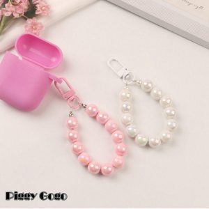 キーホルダー レディース バッグチャーム キーチェーン ストラップ ビーズ 大粒 パステルカラー フック かわいい おしゃれ 高級感 イヤホンケース