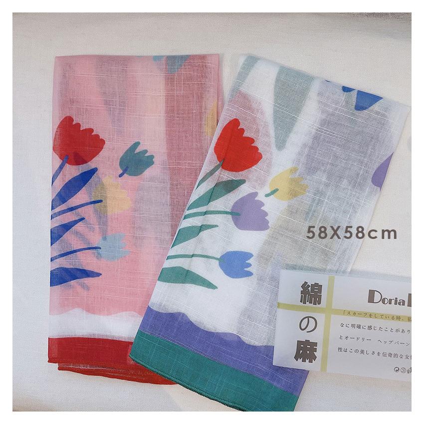 選べる12柄! スカーフ バンダナ マルチウェイ レディース メンズ マルチスカーフ 綿 麻 首巻き バッグスカーフ 58*58 母の日 - 画像 (2)