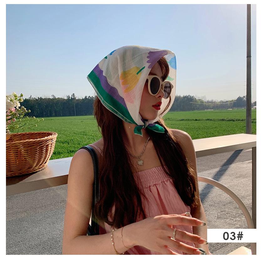 選べる12柄! スカーフ バンダナ マルチウェイ レディース メンズ マルチスカーフ 綿 麻 首巻き バッグスカーフ 58*58 母の日 - 画像 (8)