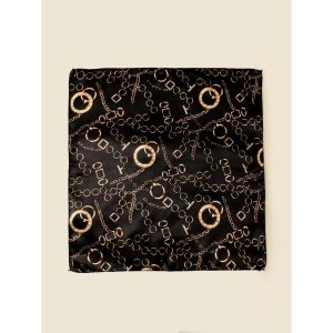 アクセサリー レディース スカーフ 1個 チェーン 柄 バンダナ クラシック スクエア スカーフ、装飾用、バンダナ、ヘアバンド、ヘ