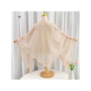 アクセサリー レディース スカーフ 1個 レディース新作レーストッセルショール スカーフ、軽量通気性無地三角スカーフ、ヘアヘッドラ