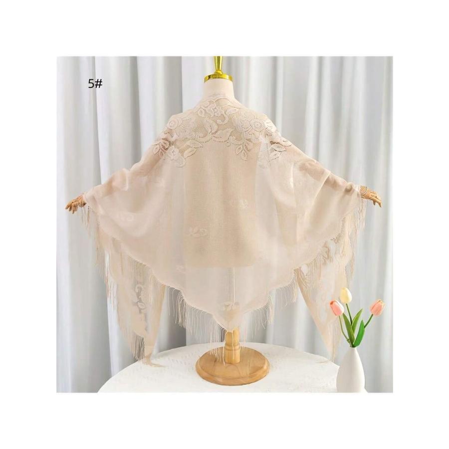 アクセサリー レディース スカーフ 1個 レディース新作レーストッセルショール スカーフ、軽量通気性無地三角スカーフ、ヘアヘッドラ