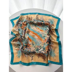 アクセサリー レディース スカーフ 1枚 ラグジュアリーチェーン柄 春用 70*70cm バンダナスカーフ、デイリーウ