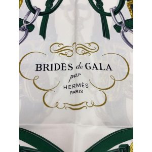 HERMES◆ブリッド・ドゥ・ガラ/カレ90/スカーフ/シルク/GRN/無地/メンズ