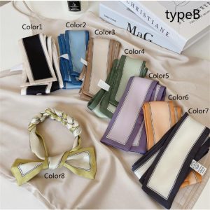 2点セット スカーフ レディース カジュアル バンダナ ヘアリボン リボン ストール ヘアアクセサリー ミニスカーフ 小物 バッグ 手首 アクセサリー UVカット