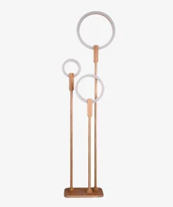 Lampadaire LED en bois avec anneau - Design élégant