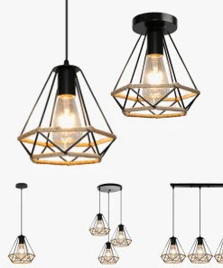 Alternative view of Lampe Suspension Vintage en Corde de Chanvre pour une Décoration Industrielle et Rétro dans la Maison