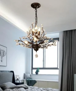 Lustre Vintage en Cristal LED Nordique pour Salon et Chambre